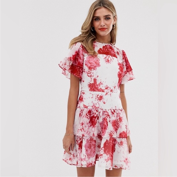 KEEPSAKE THE LABEL Enchanted Mini Dress in Ivory Rose Floral - Picture 1 of 4